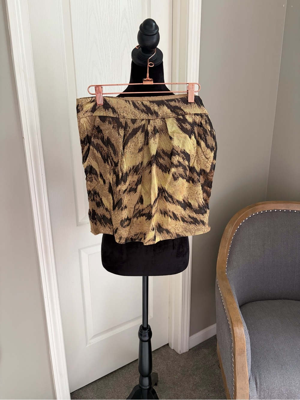 Diane Von Furstenberg Yellow and Brown Animal Print Skirt